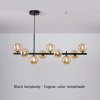 Suspension Cuisine Îlot Globes Verre, 7 à 11 Têtes, Lumière 3 Teintes