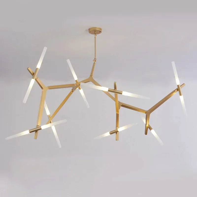 Suspension Cuisine Branches LED Doré ou Noir, 6 à 20 Lampes