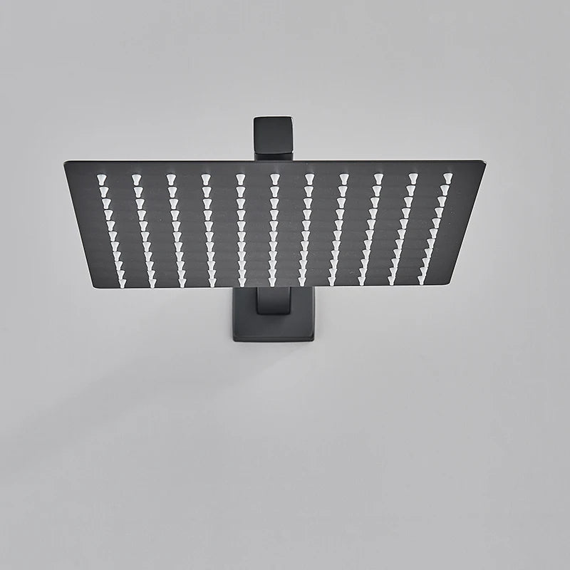 Pommeau de Douche Effet Pluie Carré Ultra-Plat, avec Bras Mural