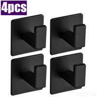 Patère Adhésive Carrée en Aluminium, Noir, Gris ou Blanc, Lot de 1 à 4 Crochets