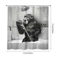 Rideau de Douche Chimpanzé Chantant Noir et Blanc 90 à 240 cm