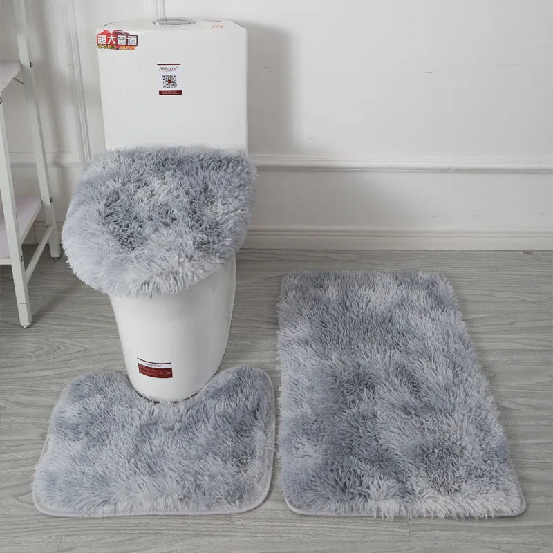 Tapis de Bain 3 Pièces Antidérapant avec Housse WC