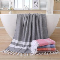 Serviette de Bain Coton Séchage Rapide à Franges 100 x 180 cm