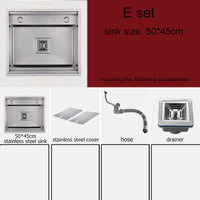 Mini Évier de Cuisine 50 x 45 cm avec Couvercles, Inox ou Noir