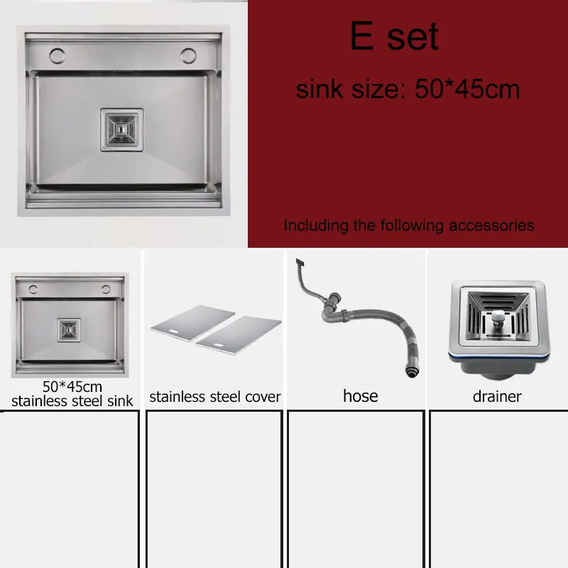 Mini Évier de Cuisine 50 x 45 cm avec Couvercles, Inox ou Noir