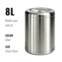 Poubelle de Salle de Bain Luxe Inox Double Couche 8 ou 10 Litres