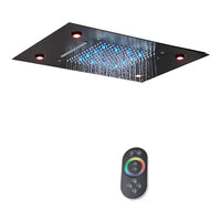 Douche Encastrable LED Plafond Cascade Noir Mat