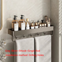 Étagère Salle de Bain Murale Aluminium Noir ou Gris, 30 ou 40 cm