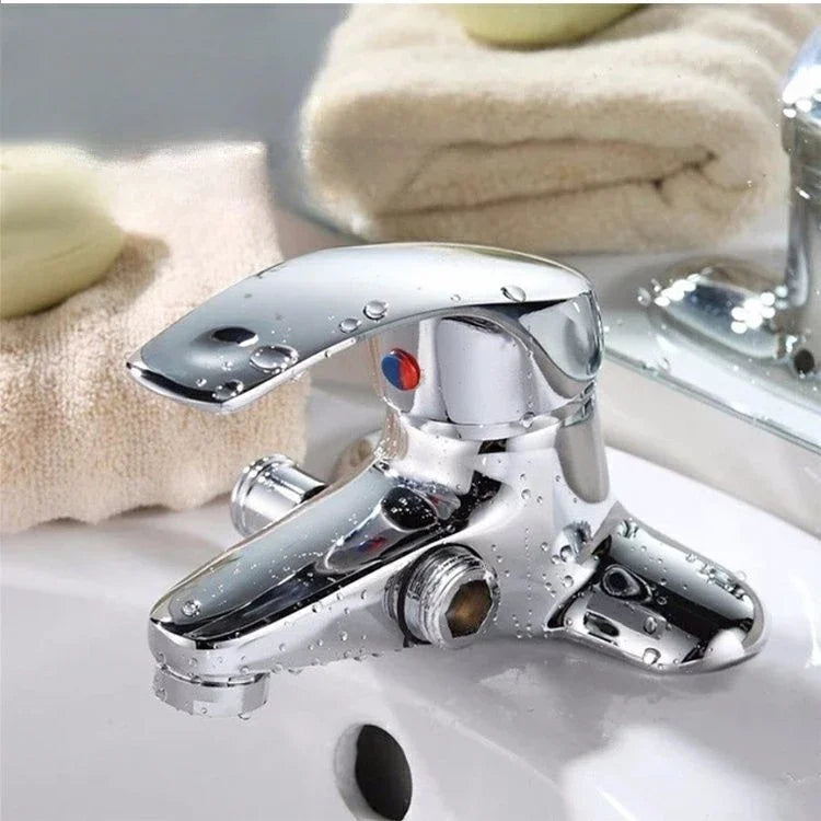 Robinet de Baignoire Chromé avec Sortie Douchette 2 Trous