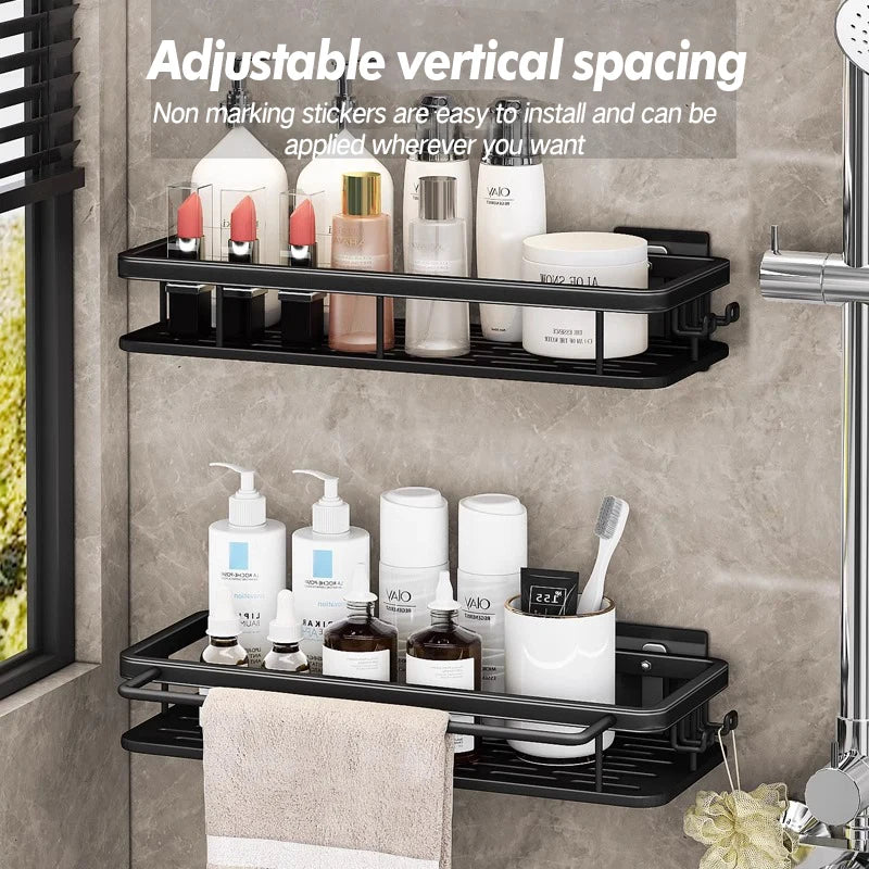 Étagère de Douche Inox Sans Perçage Adhésive Simple ou Double Niveau