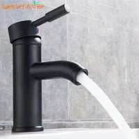 Mitigeur Lavabo Monotrou Inox Noir Mat ou Chromé, Modèle Haut ou Court