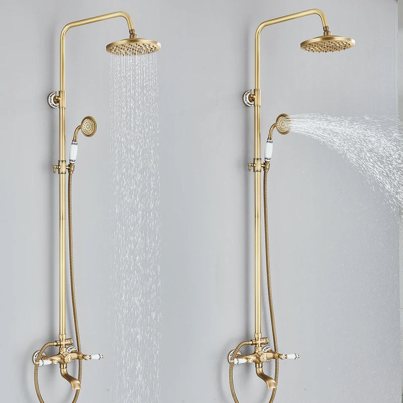 Colonne de Douche Rétro Laiton Antique avec Douchette