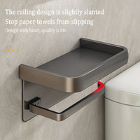 Porte-Papier Toilette Mural Aluminium avec Tablette, Noir ou Gris Anthracite
