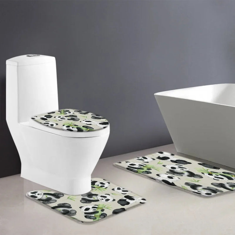 Rideau de Douche Panda 180x180 cm et Tapis Assortis à la Pièce