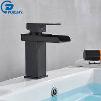 Mitigeur Lavabo Cascade Carré Noir Mat