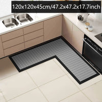 Tapis de Cuisine en L Diatomite Antidérapant, Bordure Noire, Marron ou Grise