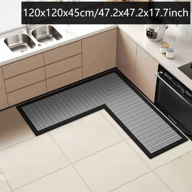 Tapis de Cuisine en L Diatomite Antidérapant, Bordure Noire, Marron ou Grise