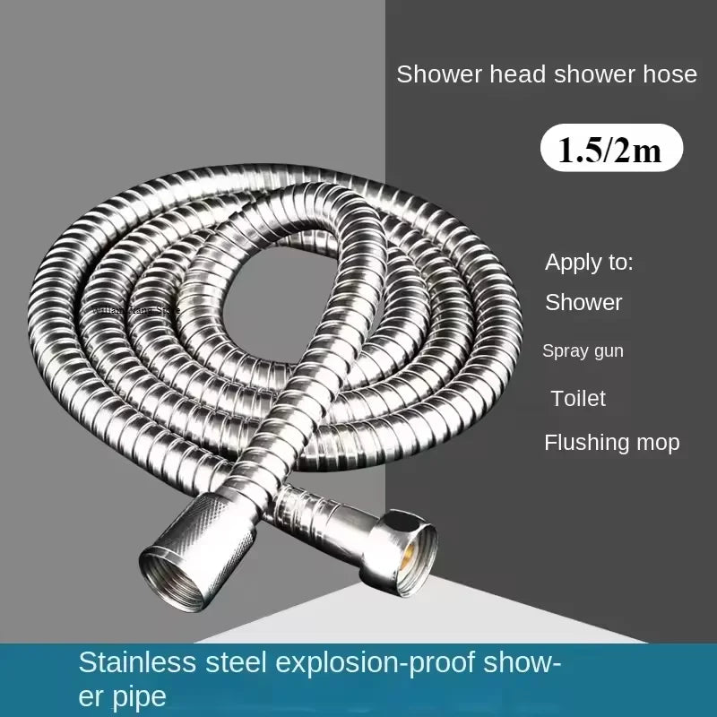 Flexible de Douche Inox 304 Argent ou Noir 150 ou 200 cm