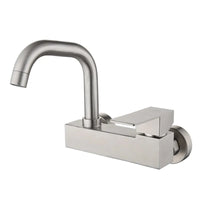 Robinet Mural Lavabo Nickel Brossé, Mitigeur Eau Chaude et Froide Bec Pivotant