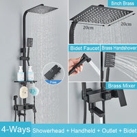 Colonne de Douche Laiton avec Étagère, Jet Hygiénique et Bec Baignoire