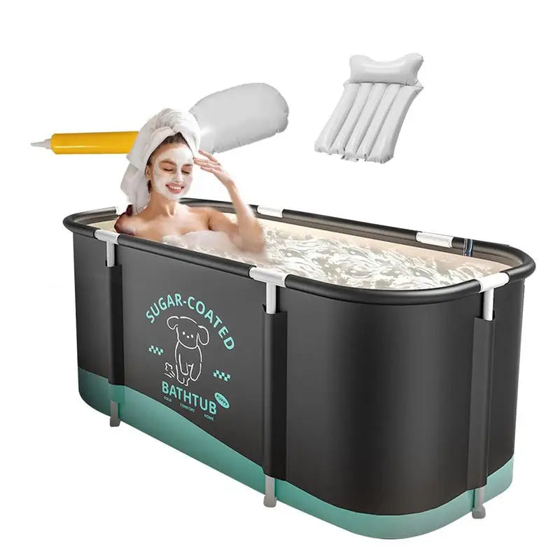 Baignoire Pliable Adulte 115 x 60 cm Noire, Double Vidange
