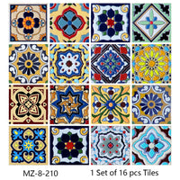 Lot de 16 Stickers Carrelage Adhésifs Motif Aquarelle