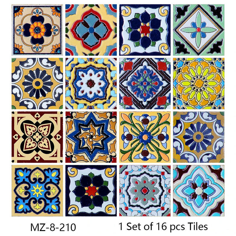 Lot de 16 Stickers Carrelage Adhésifs Motif Aquarelle