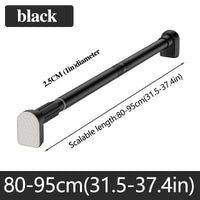 Barre Rideau de Douche Télescopique Inox, Noire ou Argentée, 80 à 270 cm