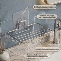 Porte-Savon Mural Inox Sans Perçage avec Drainage, 1 à 3 Pièces