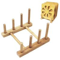 Égouttoir à Assiettes en Bambou Sans Bac, Porte-Vaisselle 14 x 11,5 cm