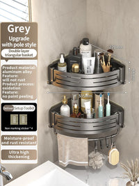Étagère de Salle de Bain Sans Perçage Triangulaire ou Carrée 68 cm