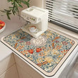 Tapis Égouttoir Vaisselle Diatomite Absorbant à Motifs Fleuris