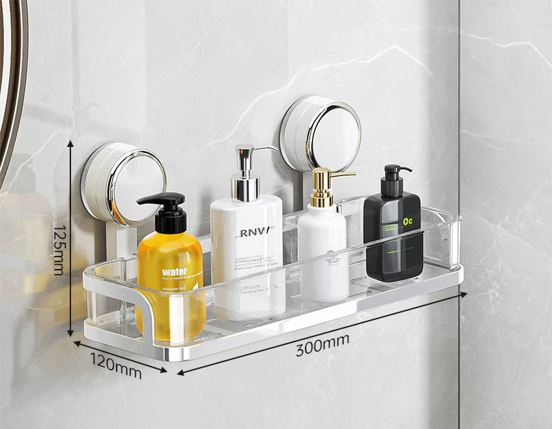 Étagère Salle de Bain à Ventouses Sans Perçage, Simple, Double ou Angle