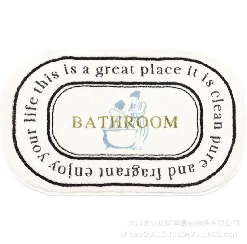 Tapis de Bain Fleuri Ovale Antidérapant Absorbant