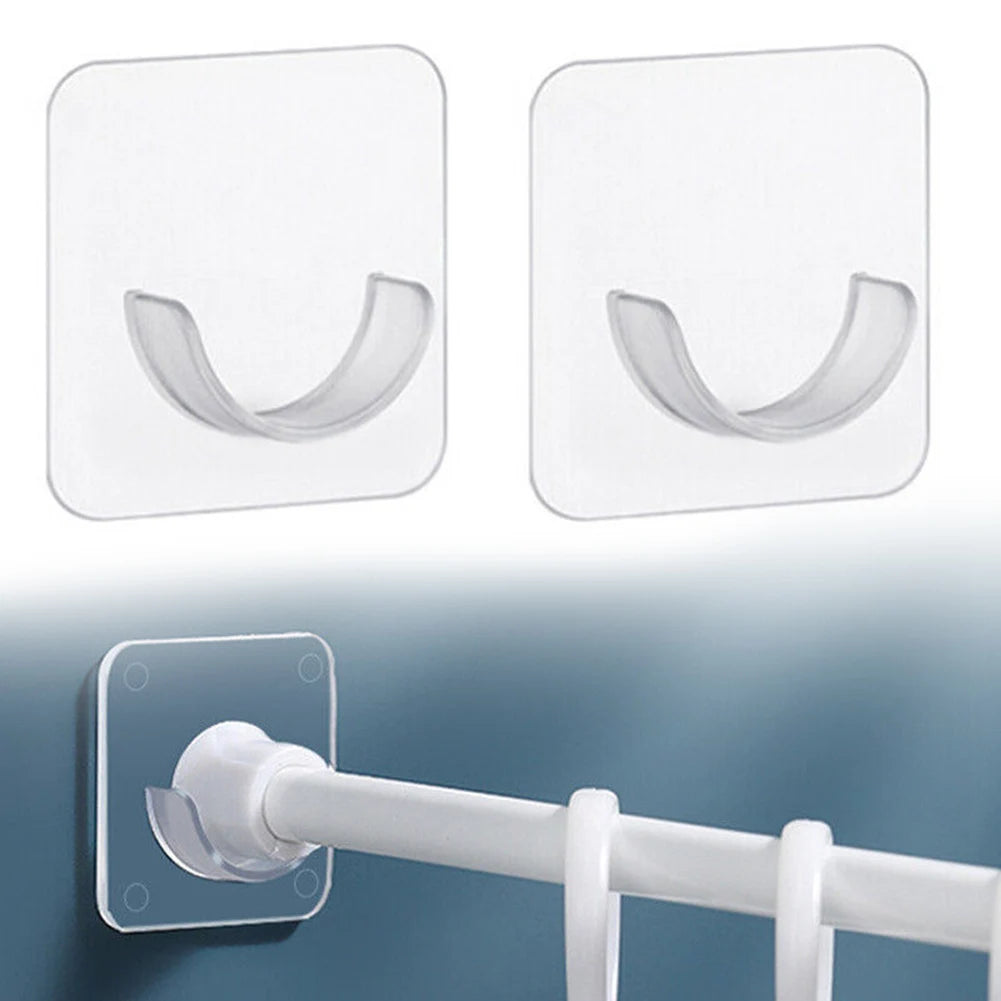 Supports Adhésifs Transparents pour Tringle de Douche, 7 x 7 cm