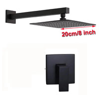 Douche Encastrable Noir ou Chromé, Pomme Carrée 20 ou 25 cm