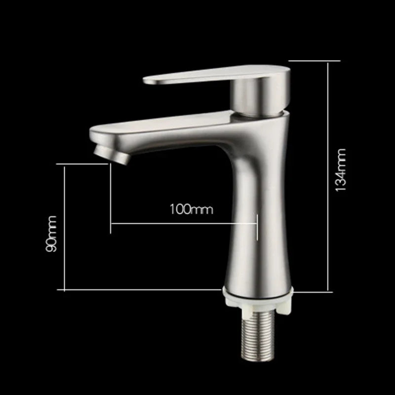 Robinet Lave-Main Eau Froide en Inox 304 Brossé, 13,4 cm de Haut