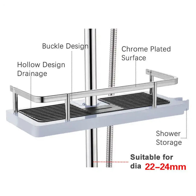 Étagère de Douche ABS pour Barre 22-24 mm, Noir ou Blanc