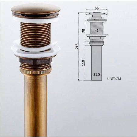 Siphon Bouteille Laiton et Bonde Pop-Up à la Pièce, 5 Finitions