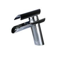 Mitigeur Lavabo Cascade Verre Chromé, Noir ou Nickel, Bec Court ou Haut
