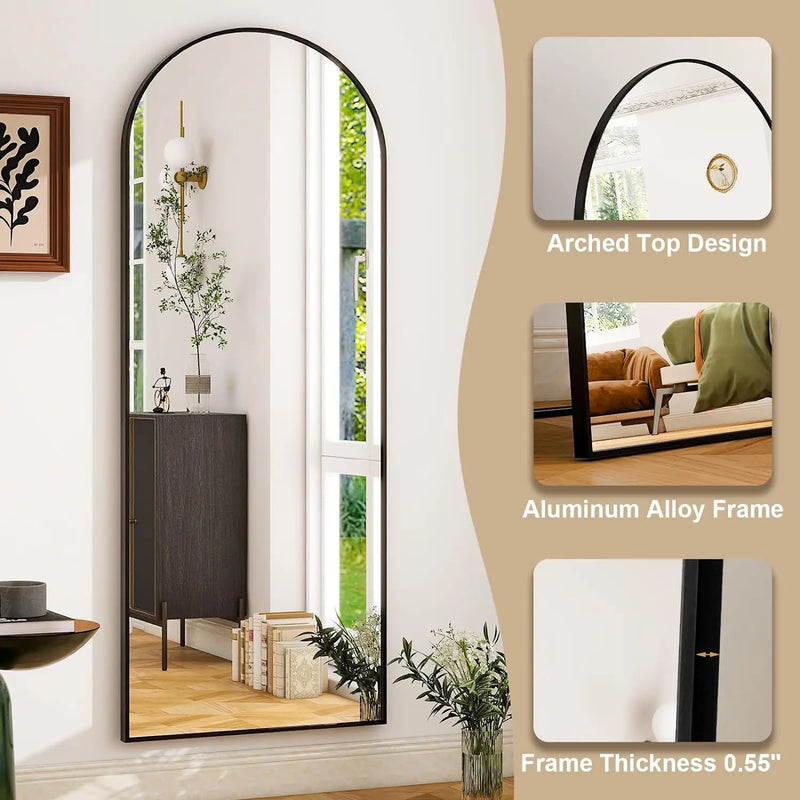 Miroir sur Pied Arqué Pleine Longueur Aluminium 66 x 180 cm
