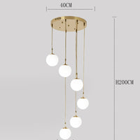 Suspension Cuisine Spirale Globes Blancs, Escalier ou Îlot, 3 à 25 Têtes