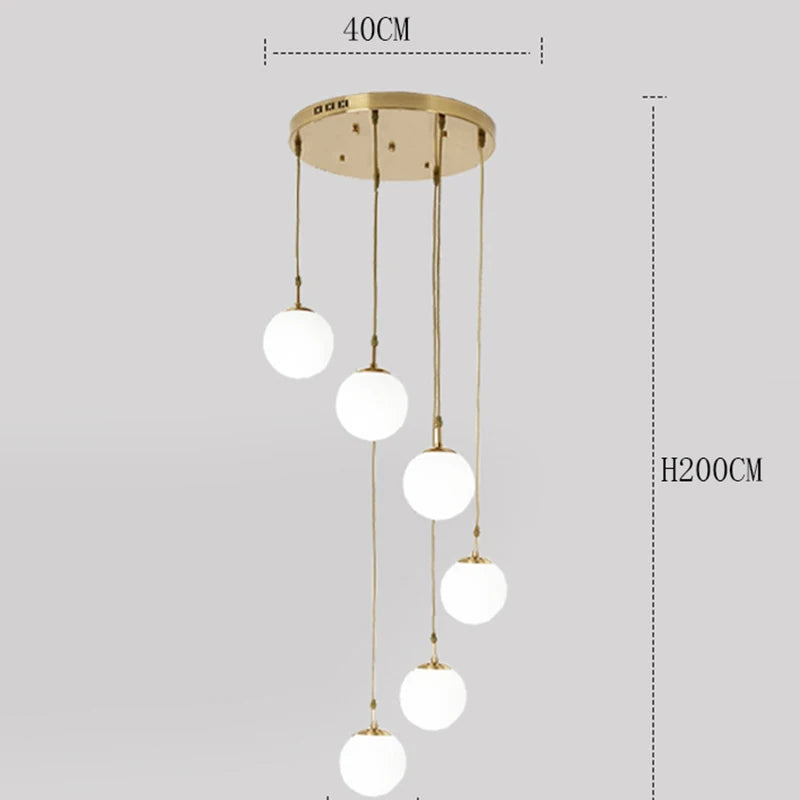 Suspension Cuisine Spirale Globes Blancs, Escalier ou Îlot, 3 à 25 Têtes