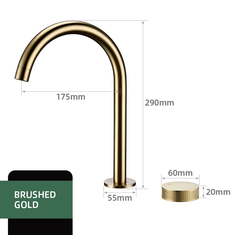 Mitigeur Lavabo Haut 2 Trous Laiton, Bec Pivotant 360°, 5 Finitions
