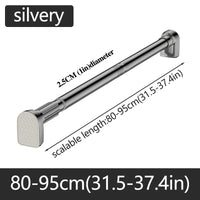 Barre Rideau de Douche Télescopique Inox, Noire ou Argentée, 80 à 270 cm