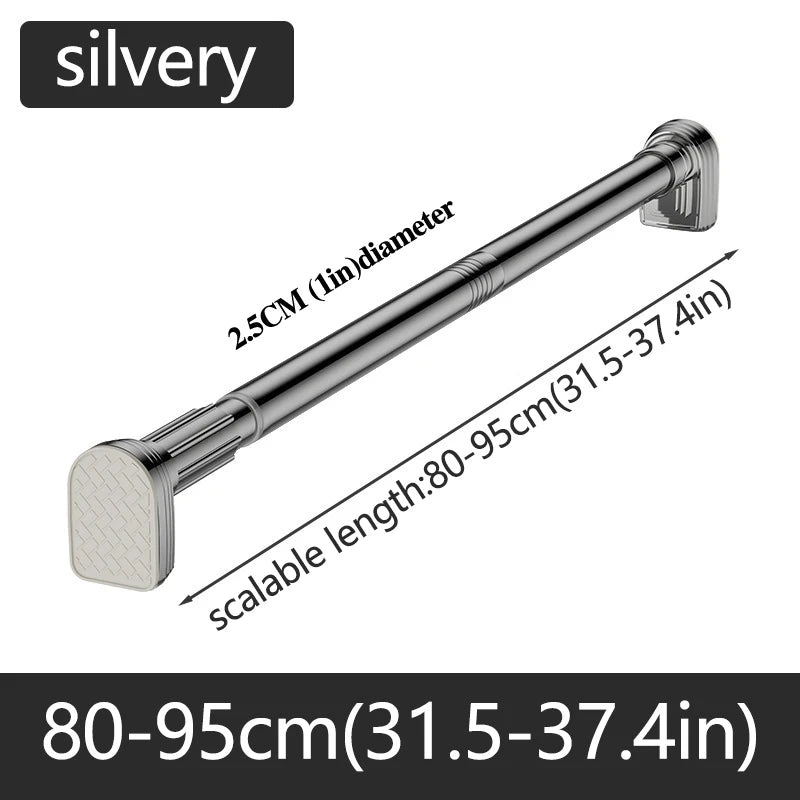 Barre Rideau de Douche Télescopique Inox, Noire ou Argentée, 80 à 270 cm