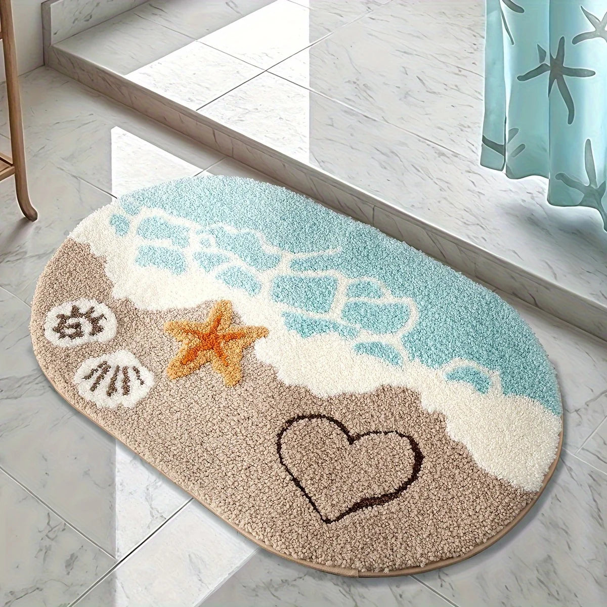 Tapis de Bain Antidérapant Motif Étoile de Mer