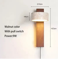 Applique Salle de Bain LED Travertin et Bois Orientable 32 à 70 cm