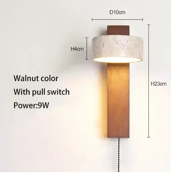 Applique Salle de Bain LED Travertin et Bois Orientable 32 à 70 cm