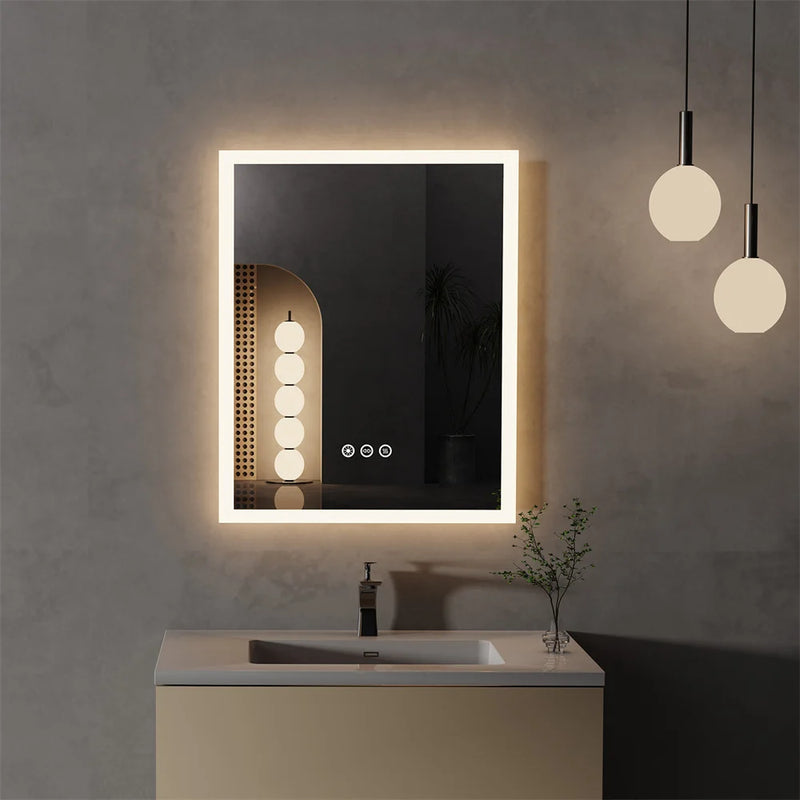 Miroir LED Salle de Bain Rectangulaire Aluminium 40x50 cm